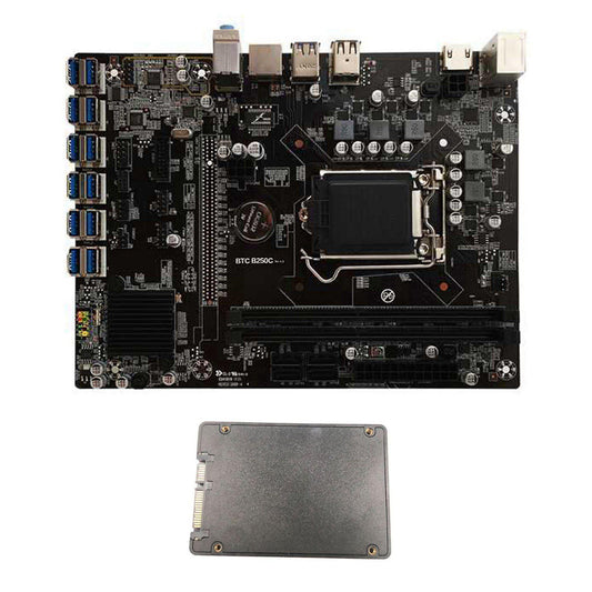 B250c Btc Mining Motherboard with 120g Ssd 12xpcie to Usb3.0