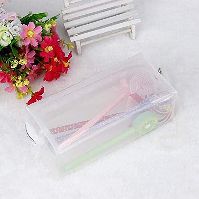 Large Transparent Pencil Case Zipper Cosmetic Jelly Pencil Case