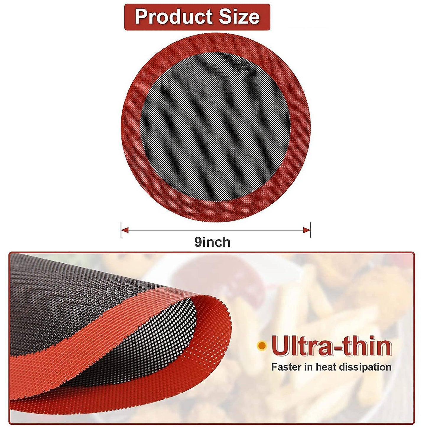 9 Inch Air Fryer Liner Round Reusable Non-stick Air Fryer Basket Mat