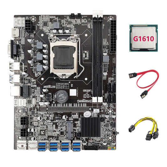 B75 Mining Motherboard+g1610 Cpu+6pin to Dual 8pin Cable+sata Cable