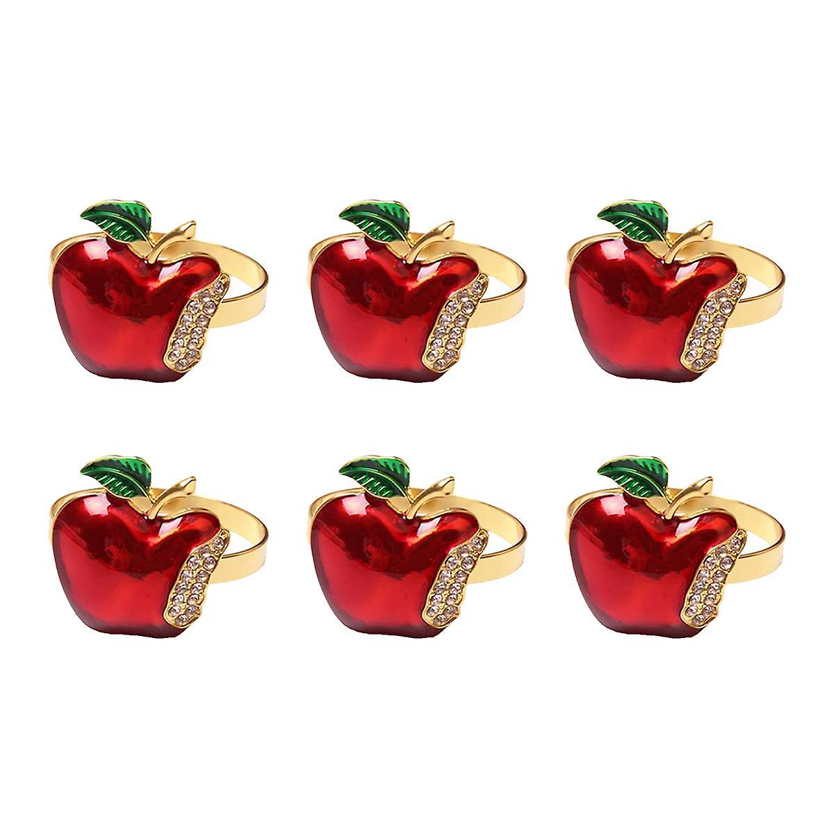 Napkin Rings Set Of 6, Red Apple Napkin Ring for Wedding,dinner Party