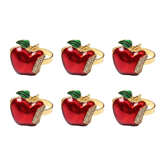 Napkin Rings Set Of 6, Red Apple Napkin Ring for Wedding,dinner Party