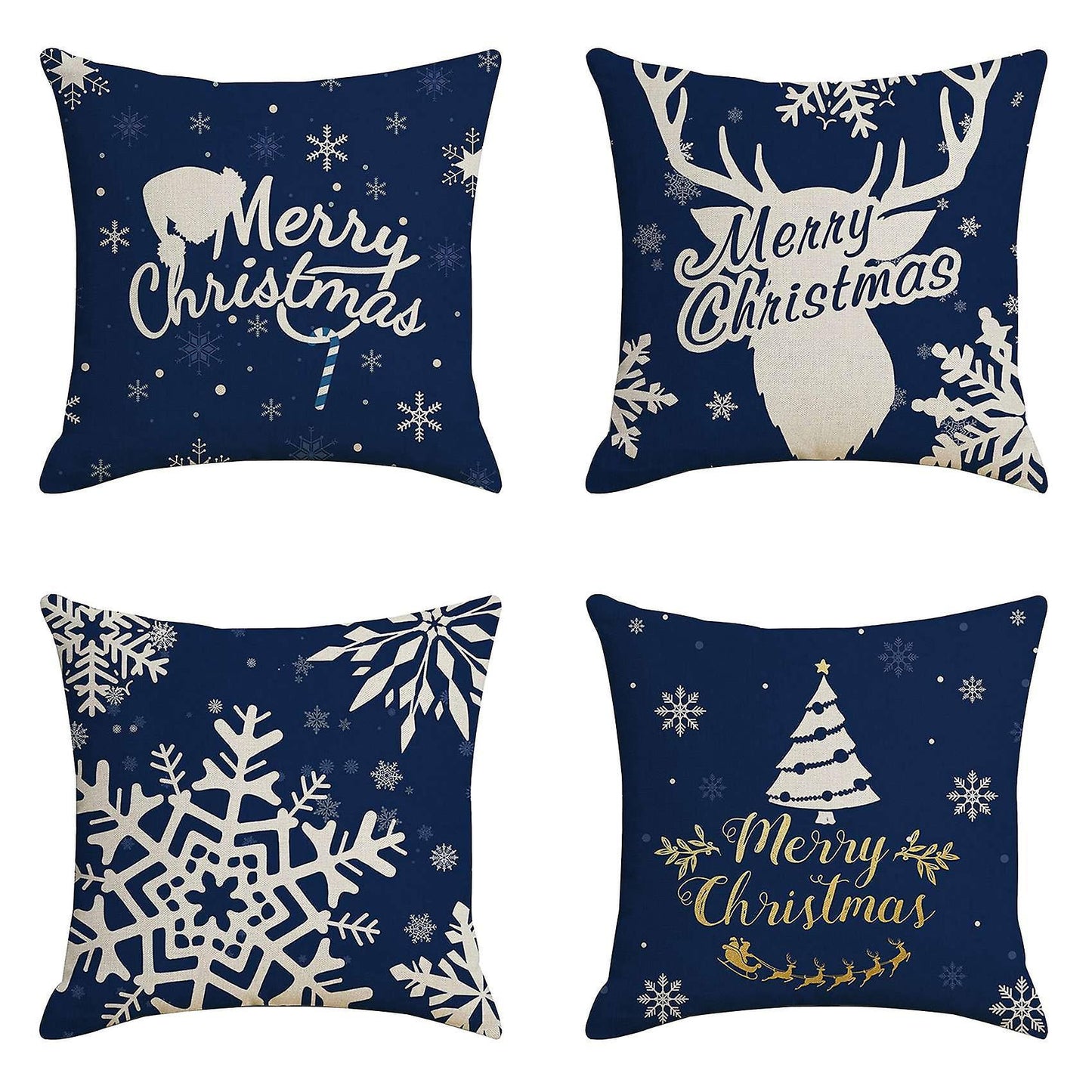 4pcs Elk Christmas Pillowcase Christmas Cushion Cover 45x45cm