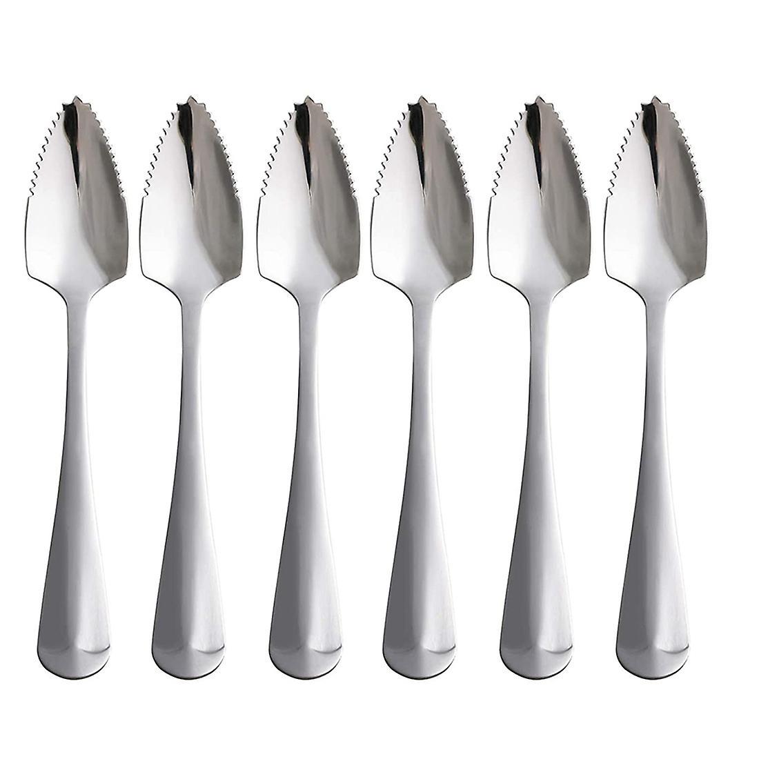 6-piece Set Of Stainless Steel Spoon Serrated Grapefruit Tableware