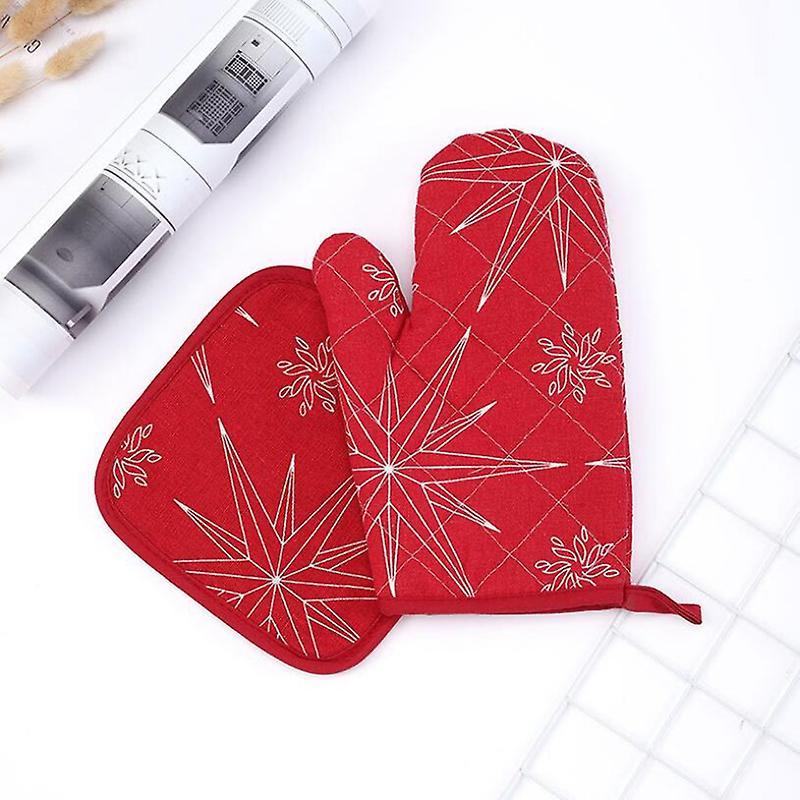 Christmas Microwave Oven Gloves Thick Cloth Insulation Pad, Red