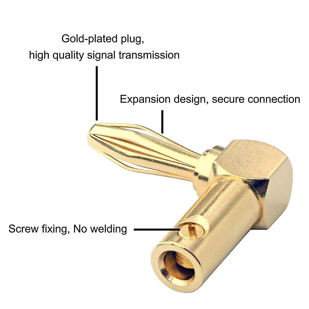 Set Of 8 Gold Plated 90 Degree Right Angle Banana Plugs