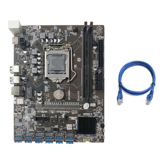 B250c Mining Motherboard with Rj45 Network Cable 12 Pcie to Usb3.0