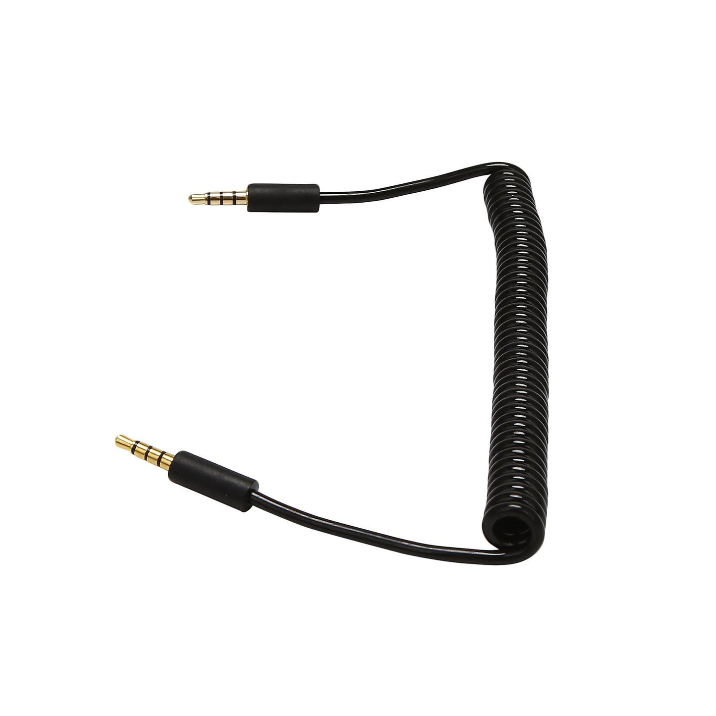 Male to Male 4 Pole Extension Aux Audio Coiled Spiral Cable 1.5m