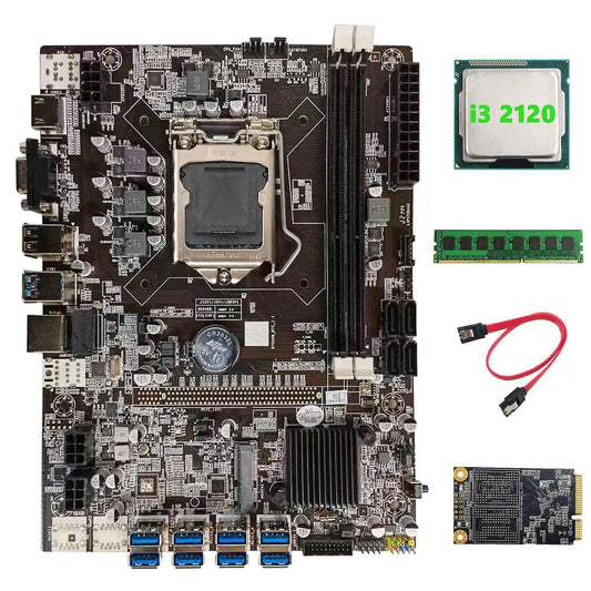 B75 Motherboard+i3 2120 Cpu+ddr3 4gb Ram+128g Msata Ssd+sata Cable
