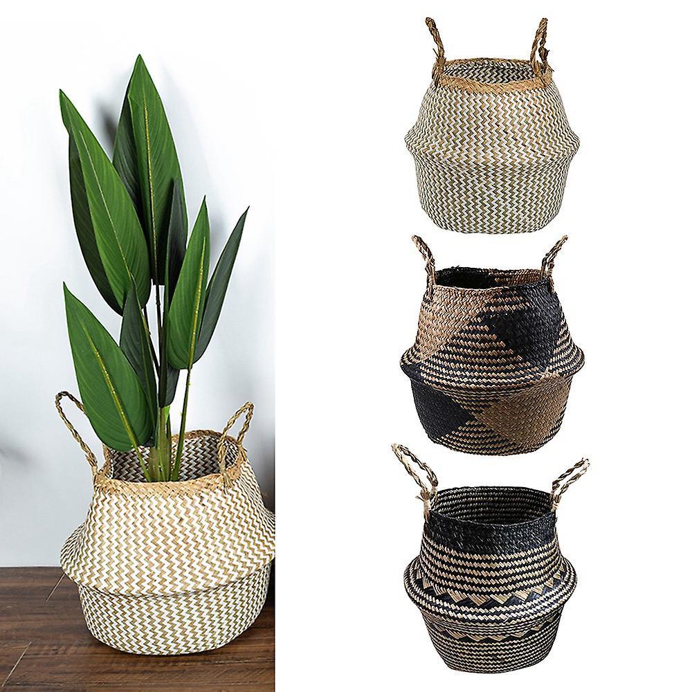 Rattan Woven Flower Basket Seagrass Storage Basket Home Decoration 3