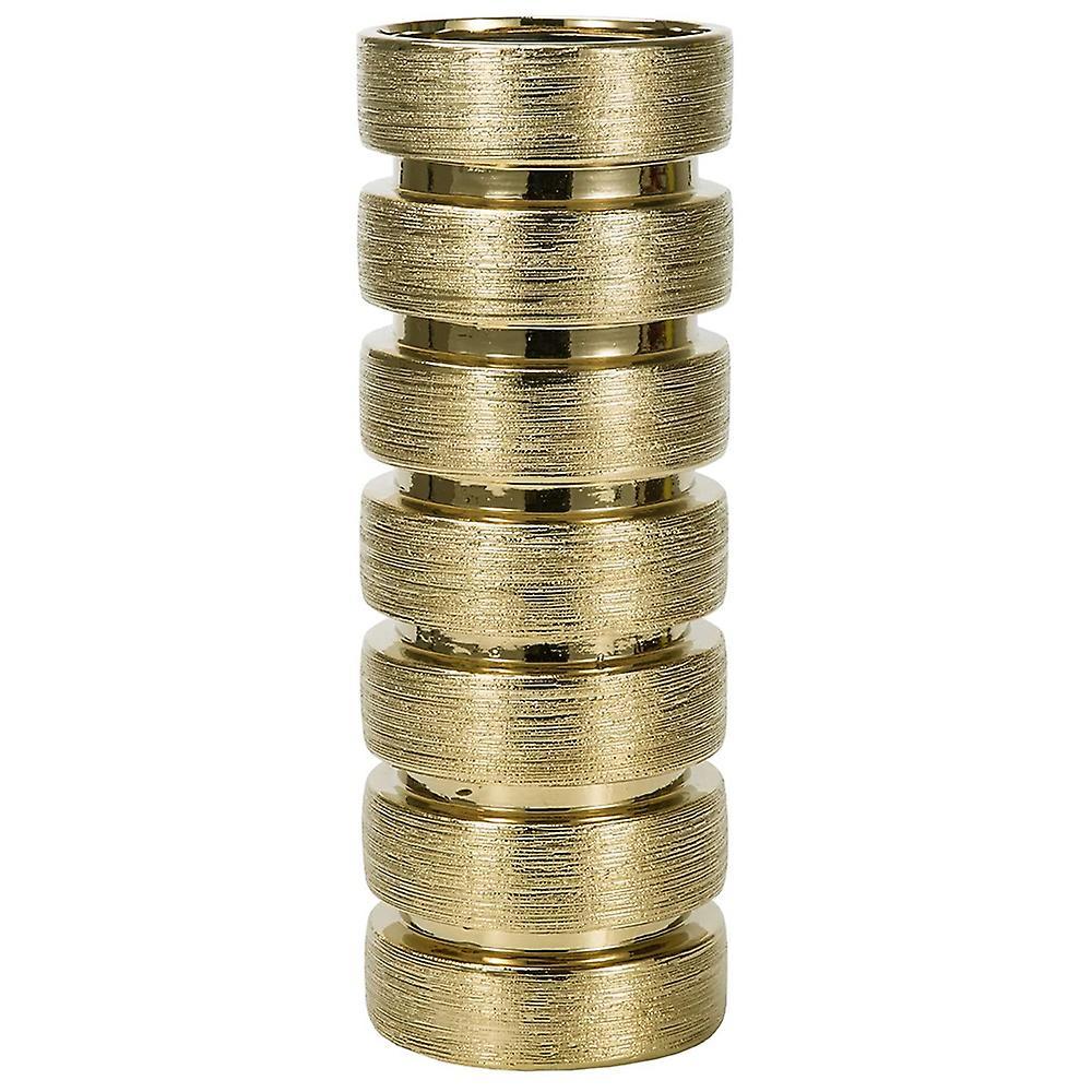 12.5 Inch Tall Modern Gold Tone Design Ceramic Flower Vase