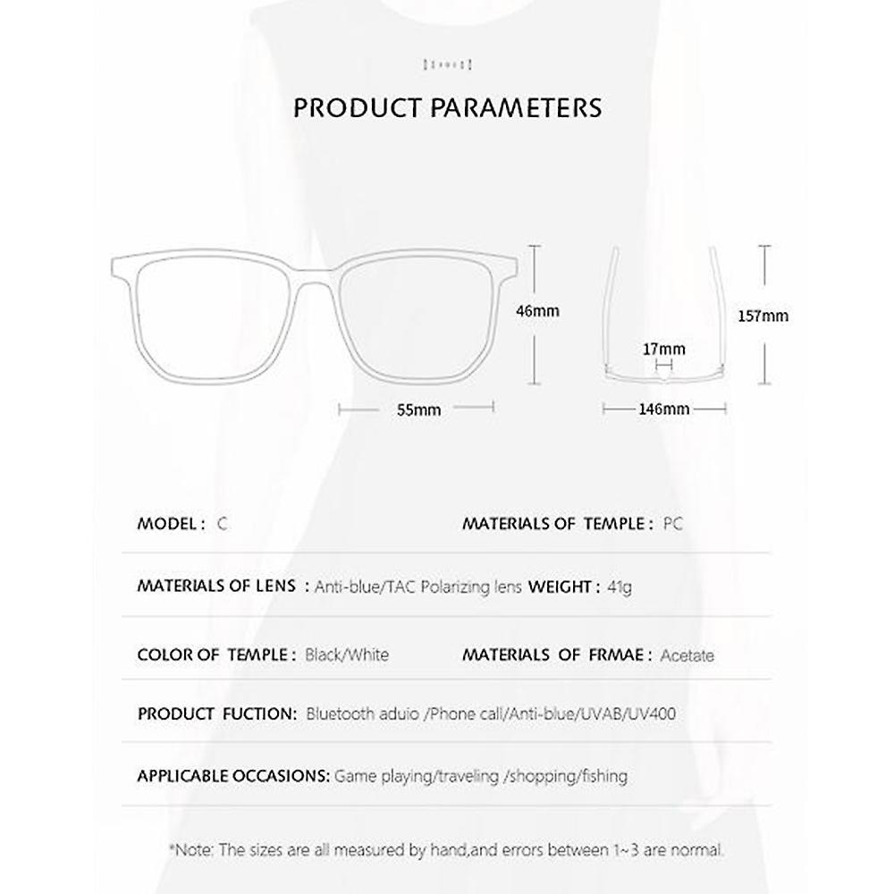 Bluetooth 5.0 Smart Glasses Wireless Stereo Bluetooth Sunglasses A