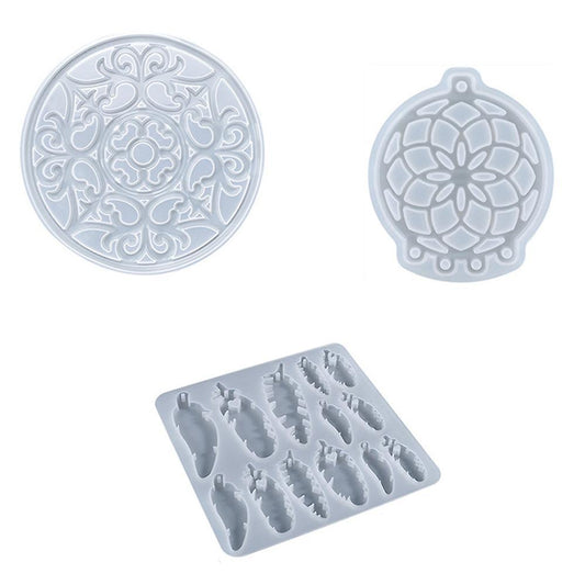 3pcs Diy Crystal Epoxy Mould Hanging Wall Decoration Silicone Mould D
