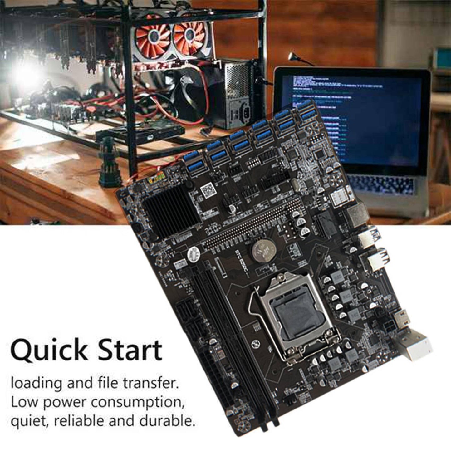 B250c Btc Mining Motherboard with G3920 Or G3930 Cpu Cpu+fan+switch Cable