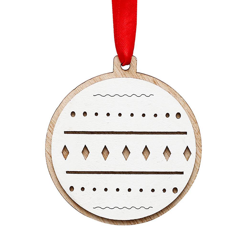 Christmas Pendant, Wooden Christmas Ball Pattern Ornaments