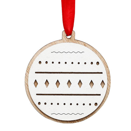 Christmas Pendant, Wooden Christmas Ball Pattern Ornaments