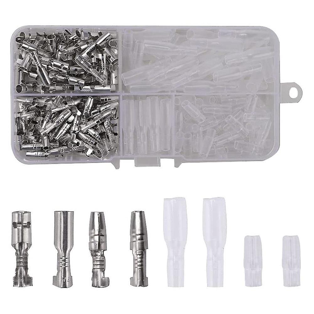 200pcs 3.9mm Brass Male and Female Terminals Wire Connector Silver