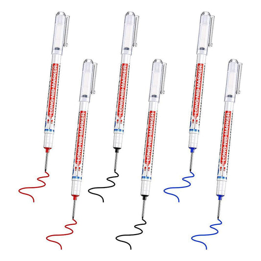 6pcs Long Head Deep Hole Marker Carpenter Mark Waterproof Marker Pe
