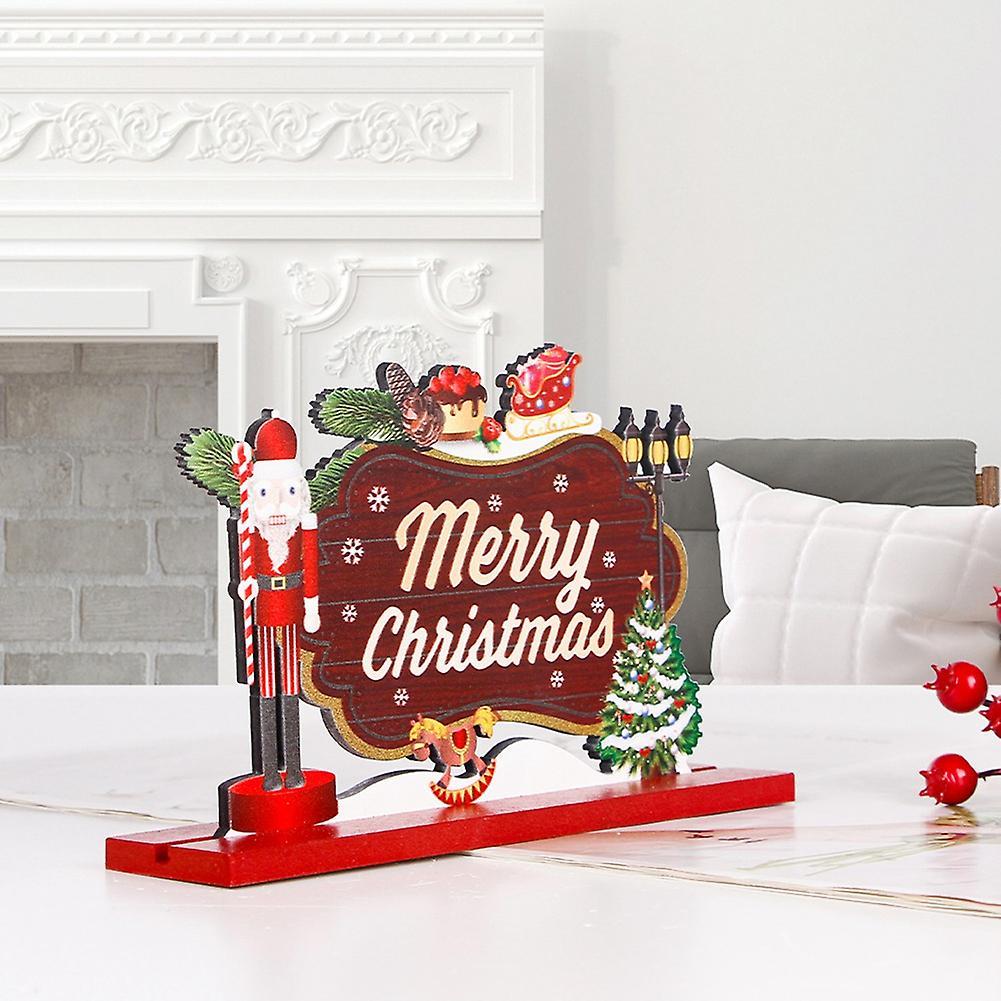 Lovely Xmas Wood Ornament Santa Claus Wood Craft for Home Party,b