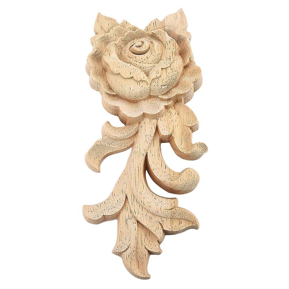 1pc 15*6.5cm Wood Carved Corner Onlay Applique Door Cabinet Rose