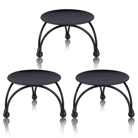 Black Candle Holder,set Of 3 Iron Pillar Candle Plate Small-2.5inch
