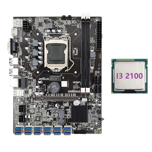 B75 Eth Mining Motherboard 12 Pcie to Usb with I3 2100 Cpu