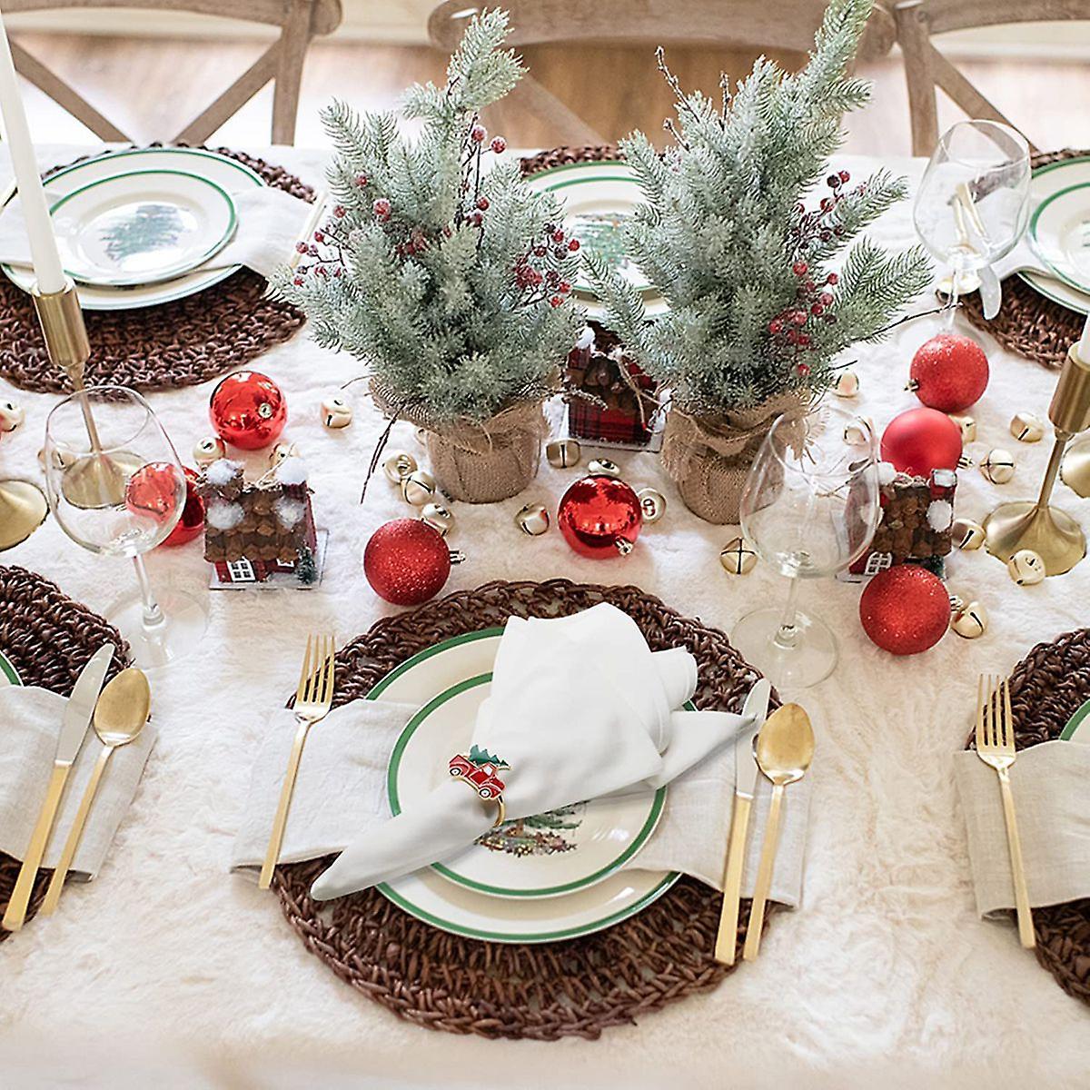 6 Pcs Christmas Car and Tree Napkin Ring,napkin Ring Holder