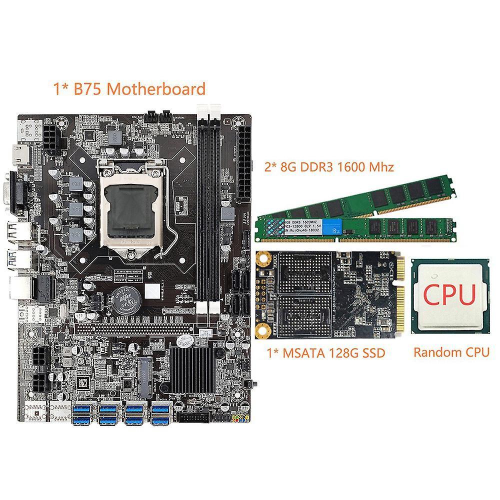 B75 Eth Mining Motherboard+cpu+128g Msata Ssd+2 X 8g Ddr3 1600mhz