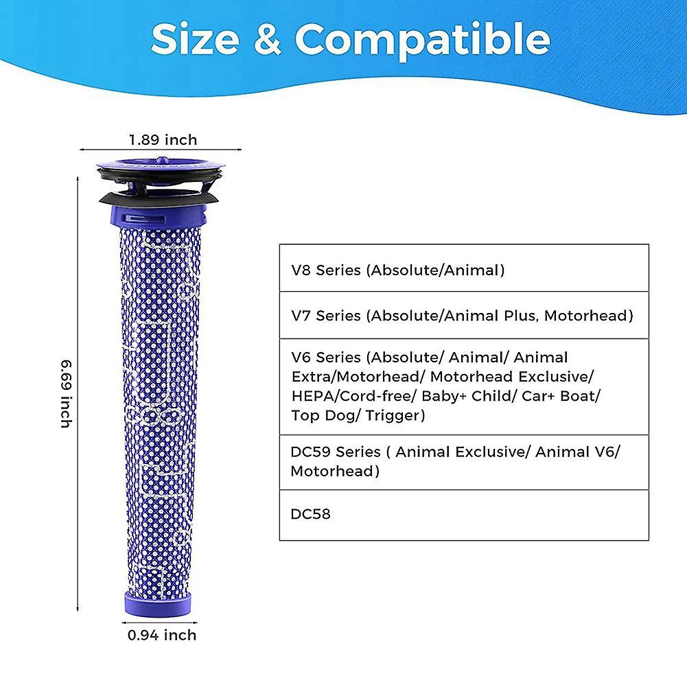 2 Pack Pre Filters for Dyson Vacuum Filter for Dyson V6 V7 V8 Dc59