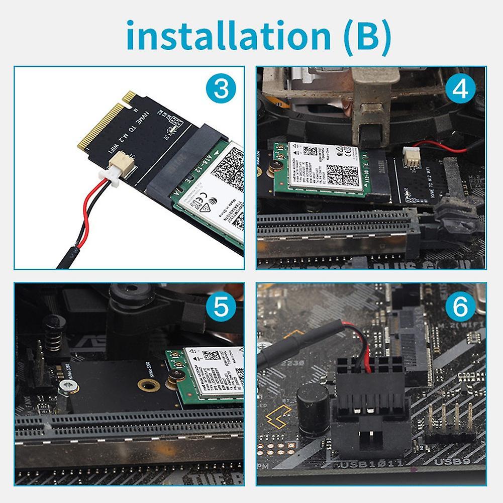 Wireless M.2 A+e Key Slot to M.2 M Key Wifi Bluetooth Adapter