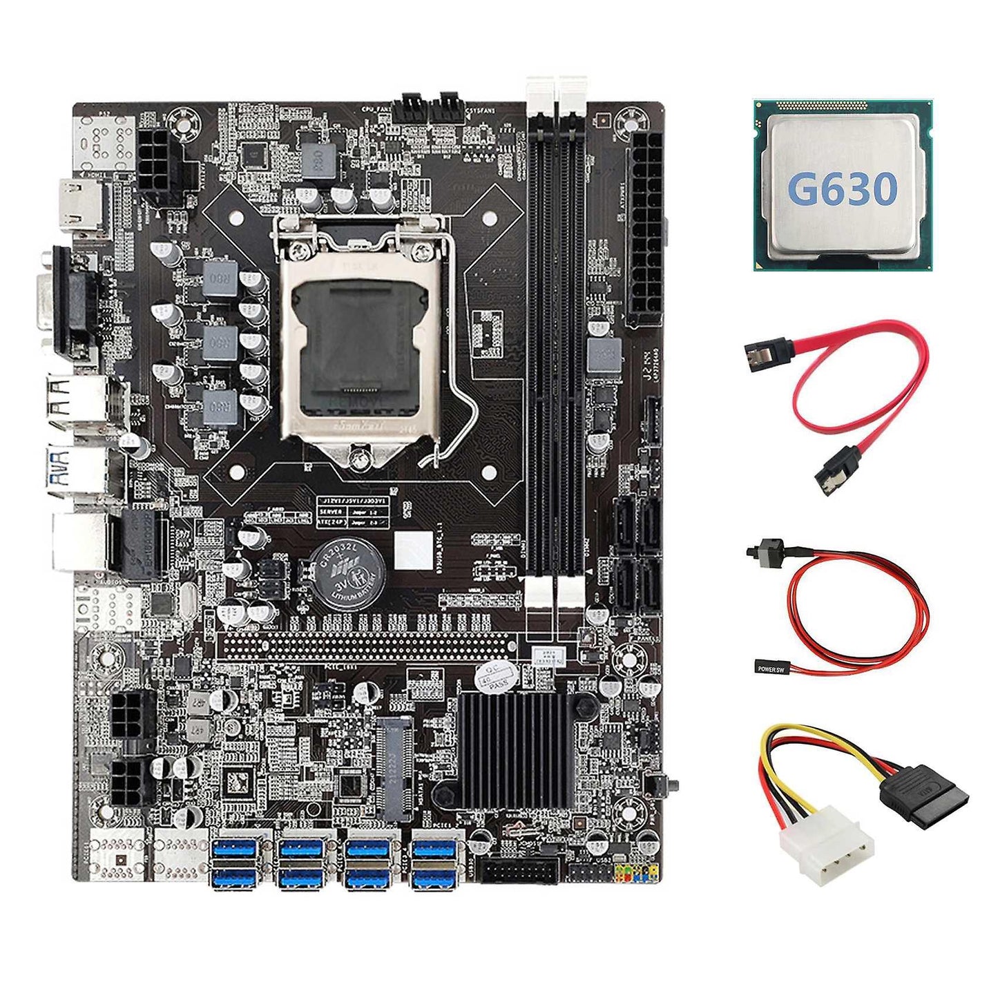 B75 Eth Mining Motherboard 8xpcie to Usb+g630 Cpu Lga1155 Motherboard