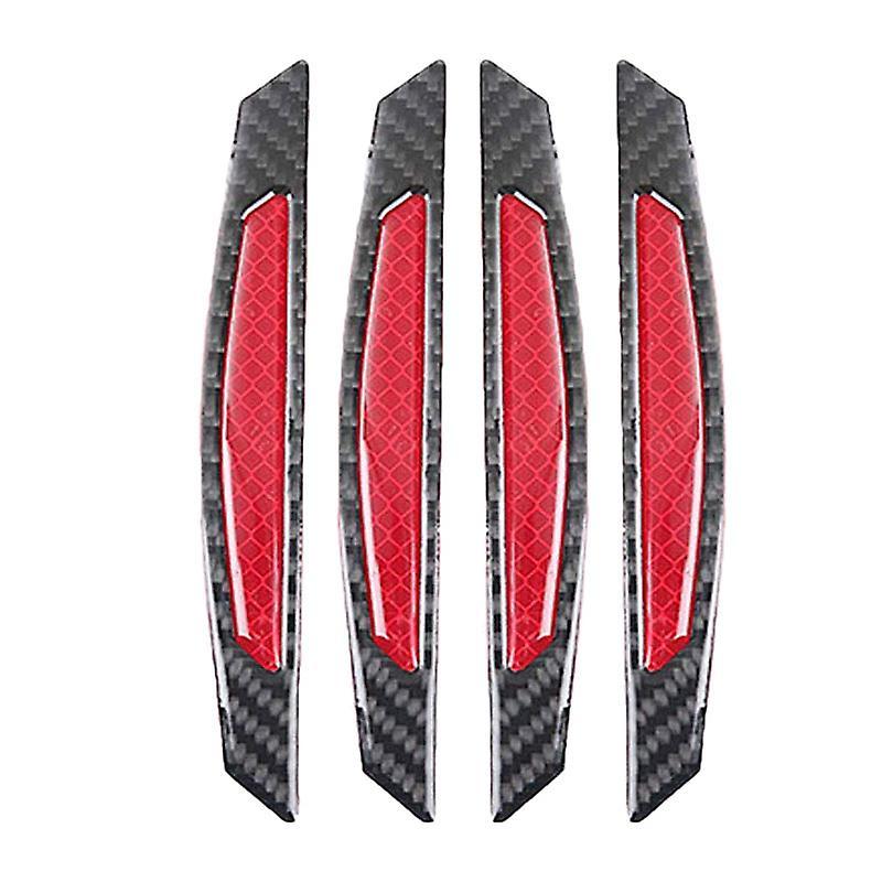 4pcs Super Red Reflective Stickers Carbon Fiber Strips Car Side Door