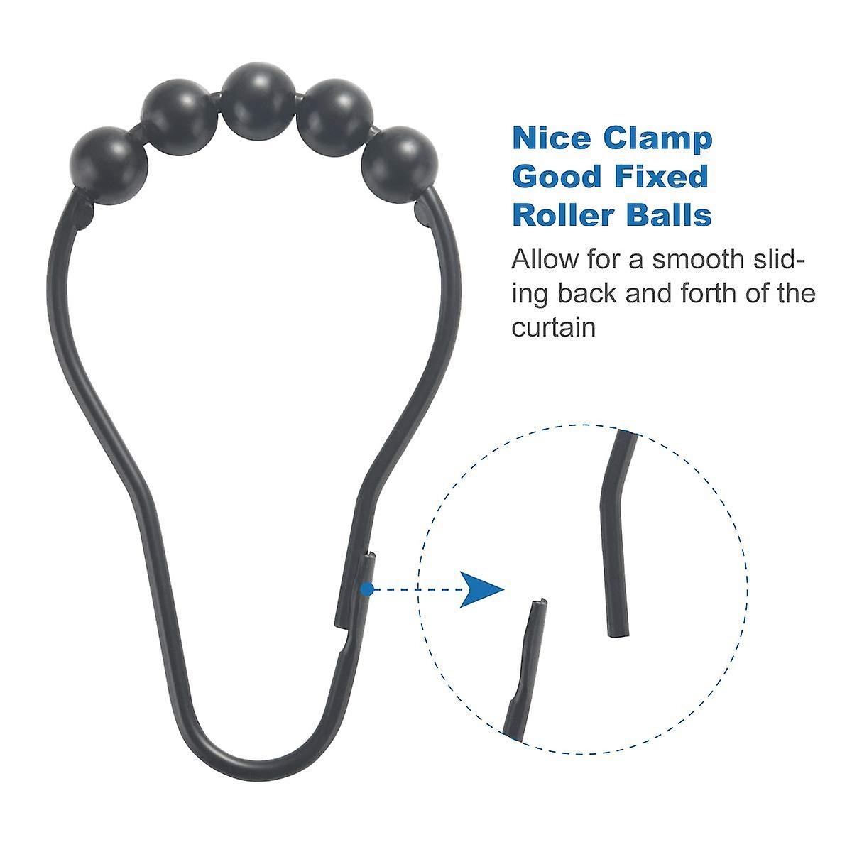 Shower Curtain Hooks Rings Metal Set Of 12 Black