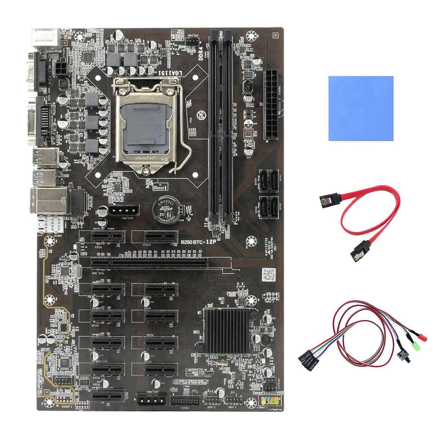 B250 Btc Mining Motherboard+thermal Pad+switch Cable for Miner