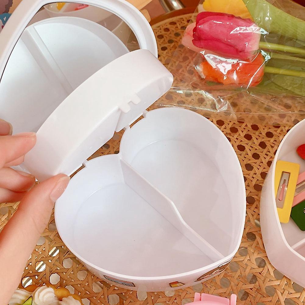 Girl Heart Storage Box Jewelry Desktop Double Storage Box White