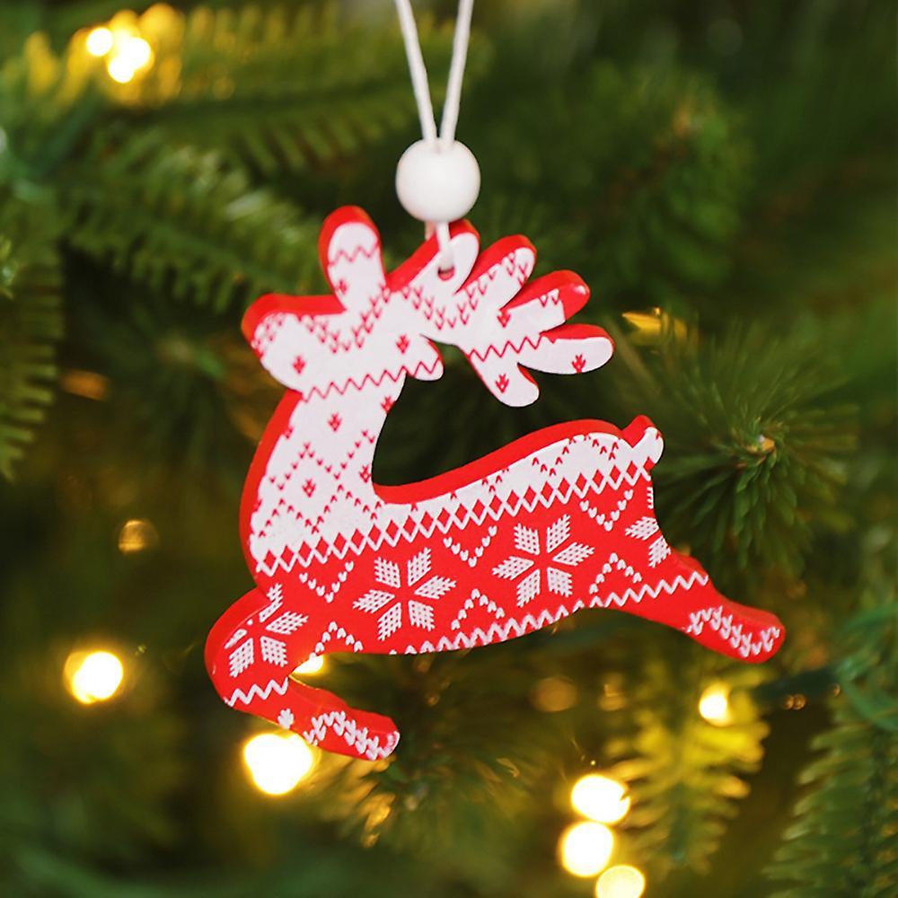 Christmas Pendant, Wooden Angel Elk Pattern Ornaments Decoration, D