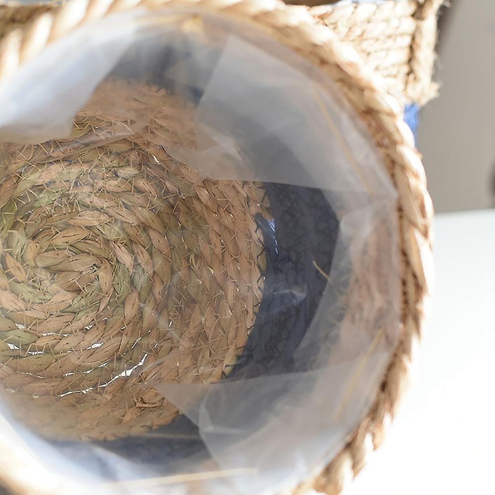 Seagrass Planter Woven Flower Pot Basket with Waterproof Liner,small