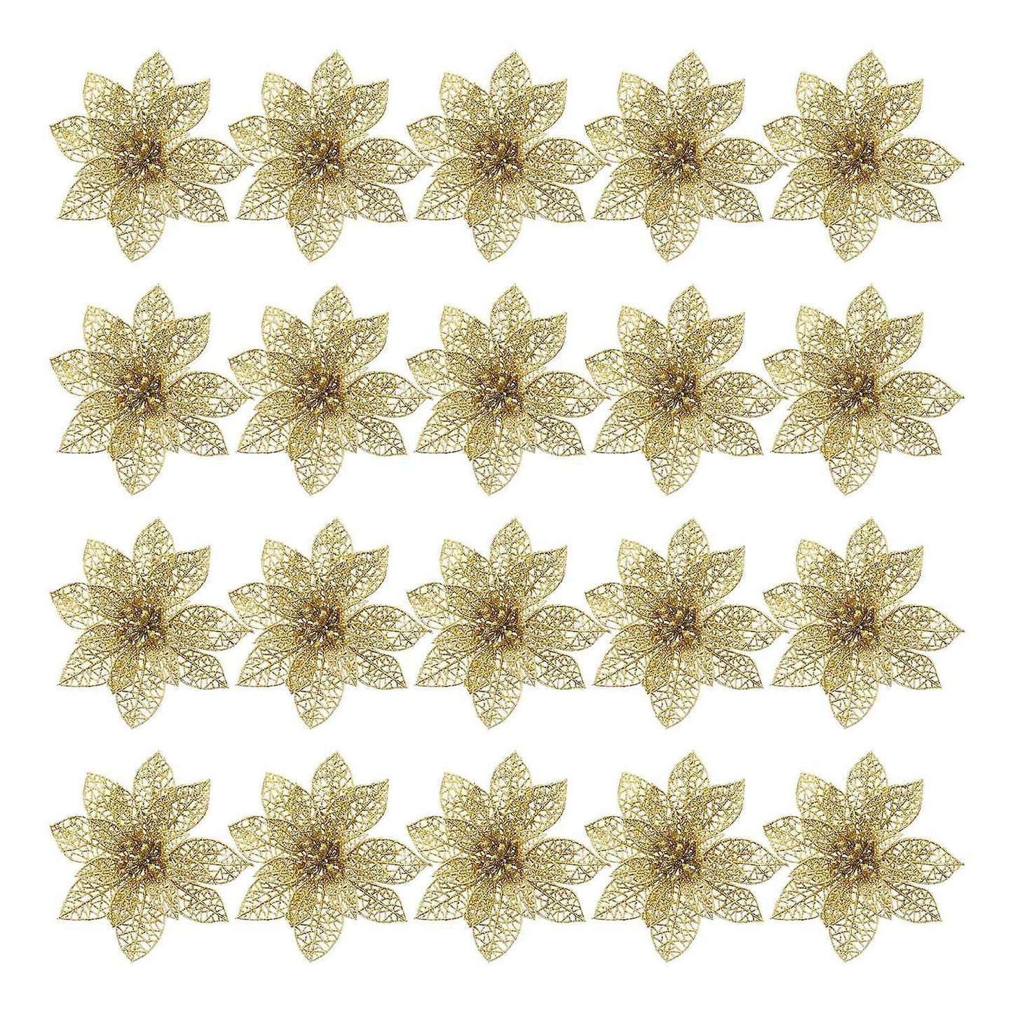 20 Pieces Glitter Christmas Tree Ornaments for Festival Decor,gold