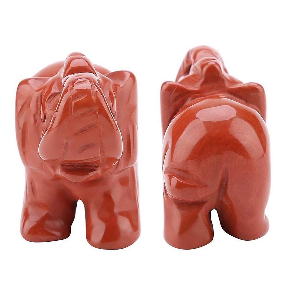 1.5 Inch Elephant Natural Stone Sculpture Crystal Ornaments(redstone)