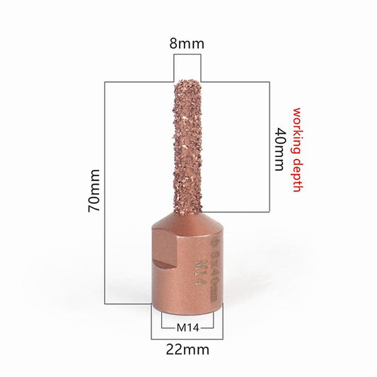 8mm M14 Thread Vacuum Brazed Tungsten for Wood Carving Shaping, 1pcs