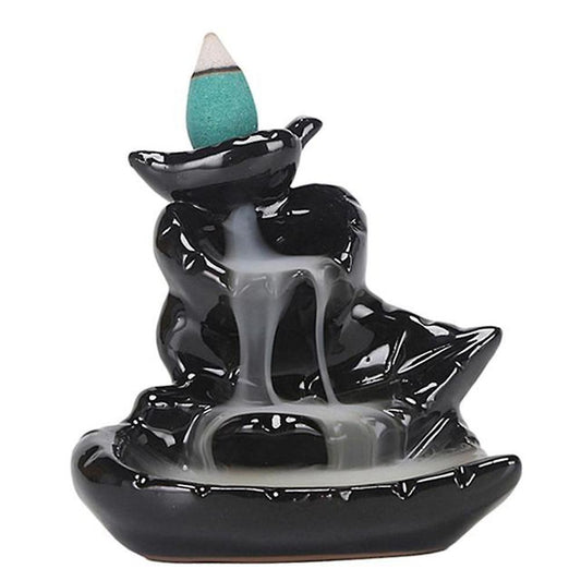 Waterfall Incense Burner Ceramic Incense Holder Handmade-leaves