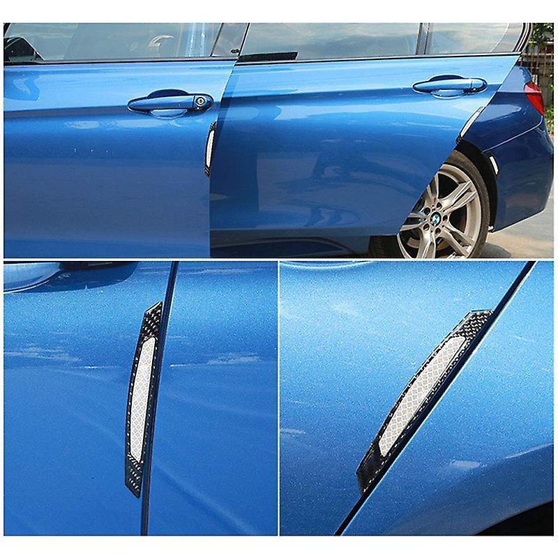 4pcs Super Reflective Stickers Carbon Fiber Strips Car Side Door