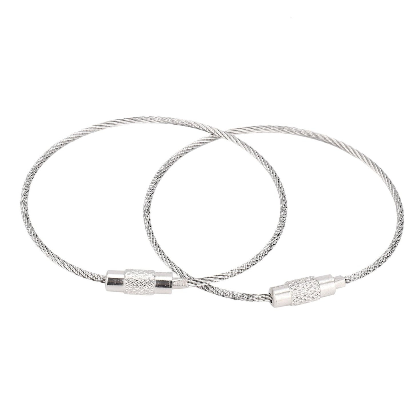 10pcs Stainless Steel Screw Locking Wire Keychain Cable Key Rings