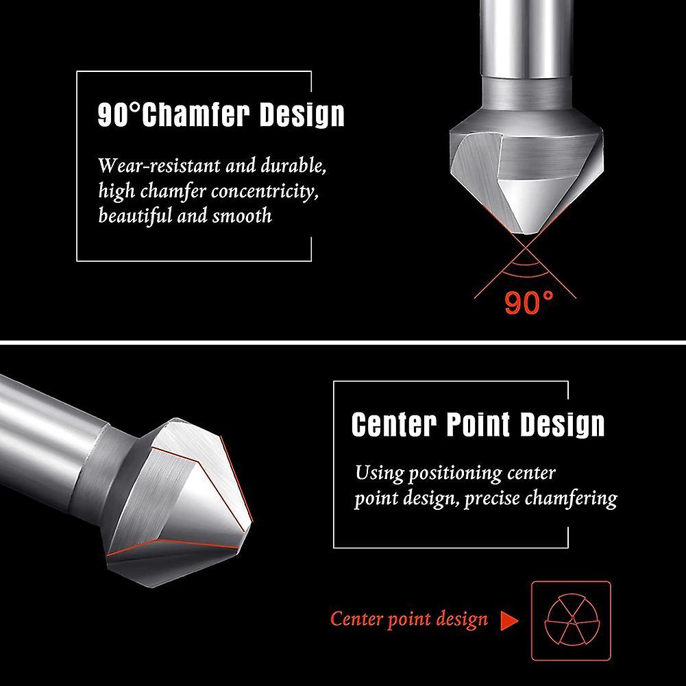 Countersink Drill Bit Set, 6pcs Hss 3 Flute 90 Degree Chamfering Tool