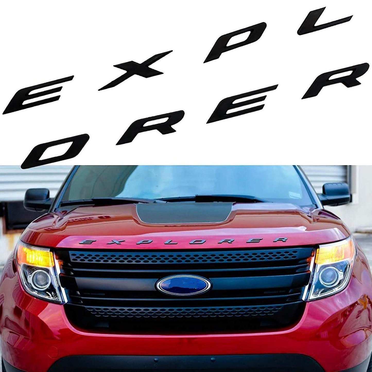 3d Letters Abs Front Hood Stickers for Ford Explorer ( Matte Black)