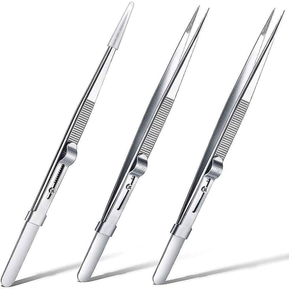 3pieces Diamond Stone Tweezers Jewelry Tweezers Stainless Steel