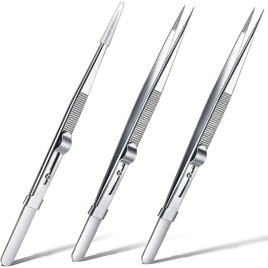 3pieces Diamond Stone Tweezers Jewelry Tweezers Stainless Steel