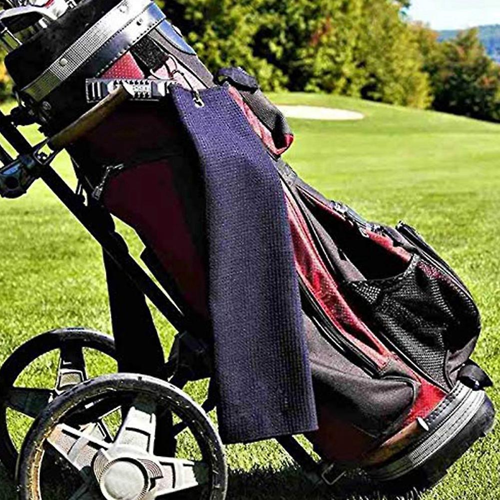2 Pcs Sports Towel Golf Towel with Hook and Loop(black + Blue)