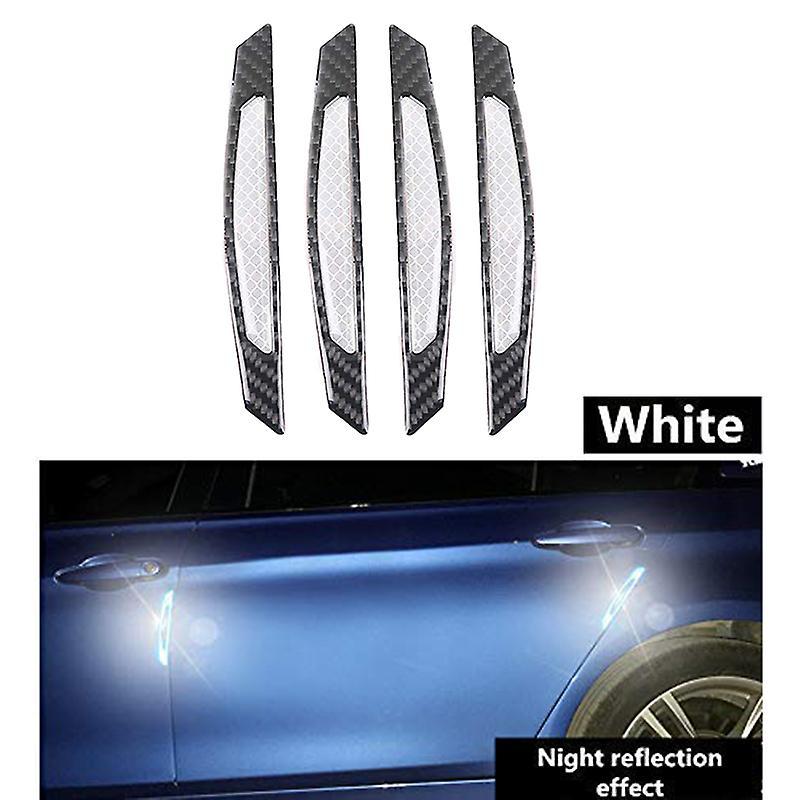 4pcs Super Reflective Stickers Carbon Fiber Strips Car Side Door