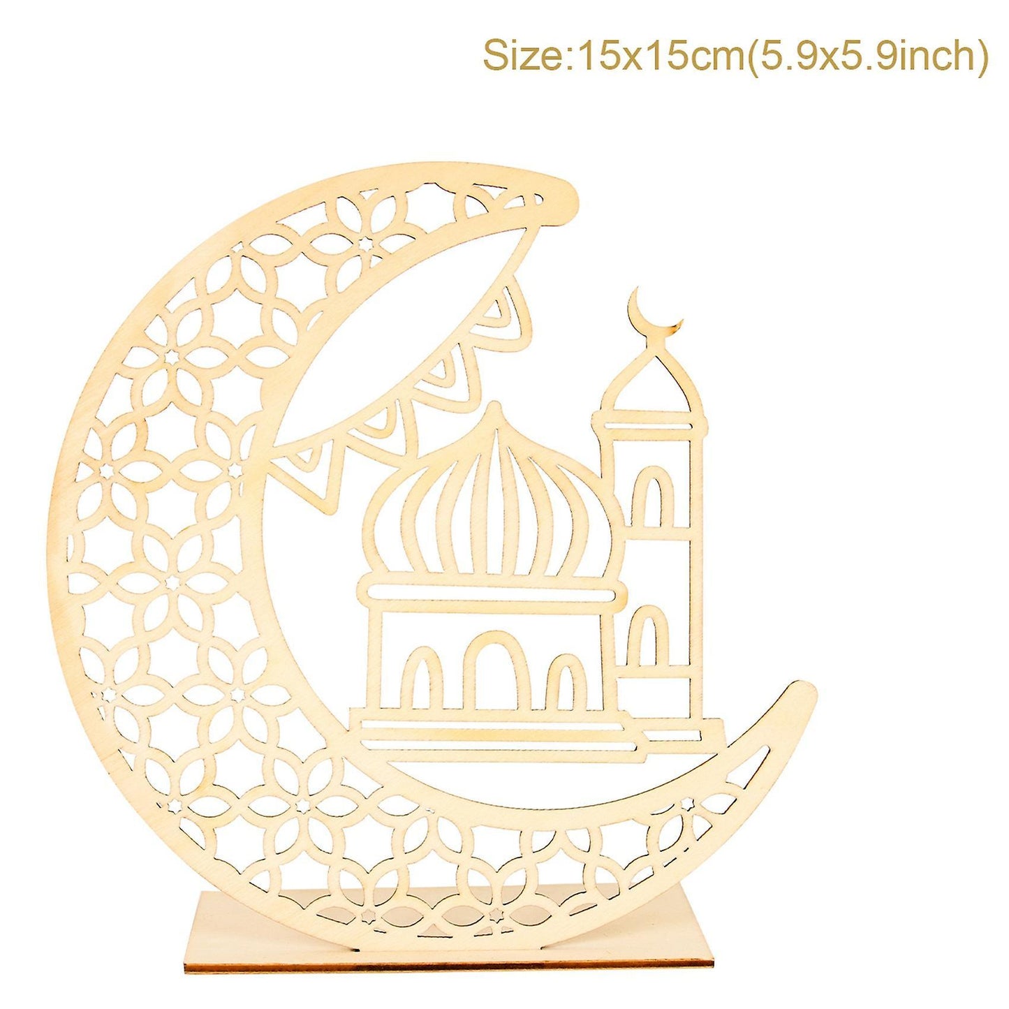 Eid Mubarak Ramadan Decoration, Stars and Moon Led Wooden Crafts B